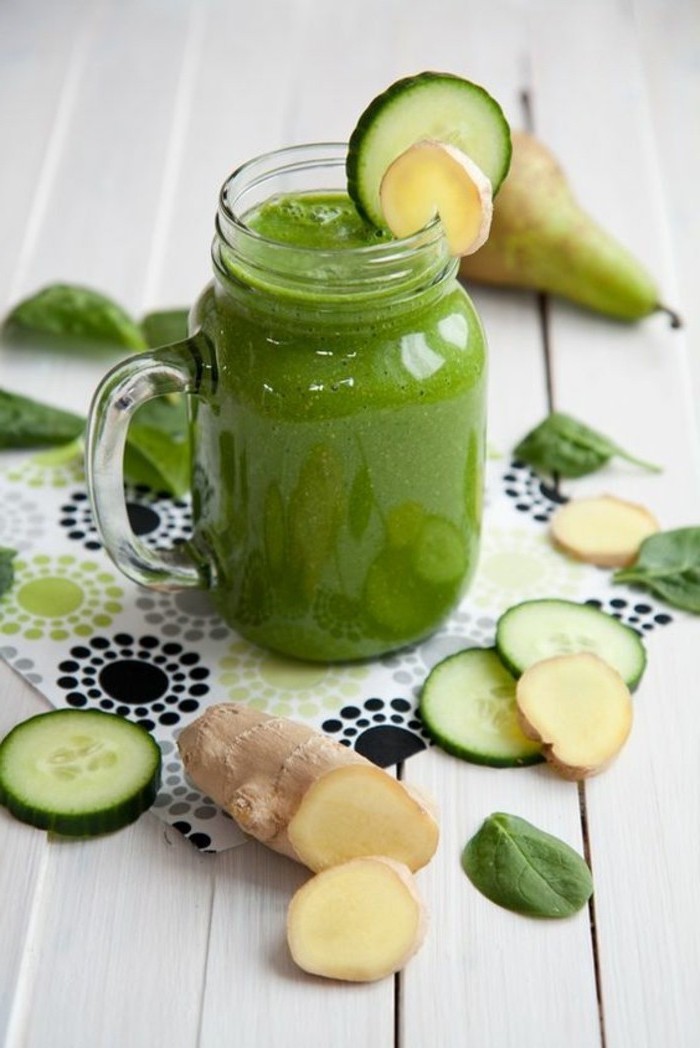 Idée boisson detox citron gingembre smoothie vert boisson rafraichissante detox boisson recette gingembre et concombre