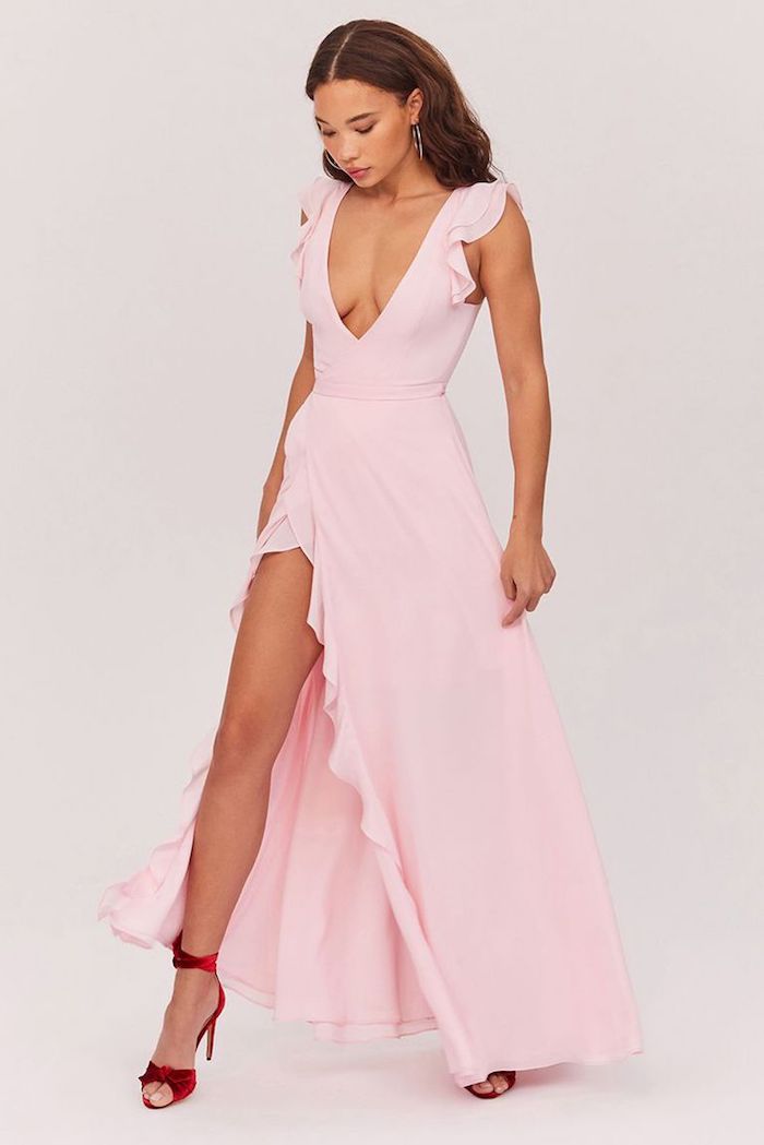 Robe ceremonie femme idée robe rose pale cool tenue comment s’habiller mariage photo inspiration