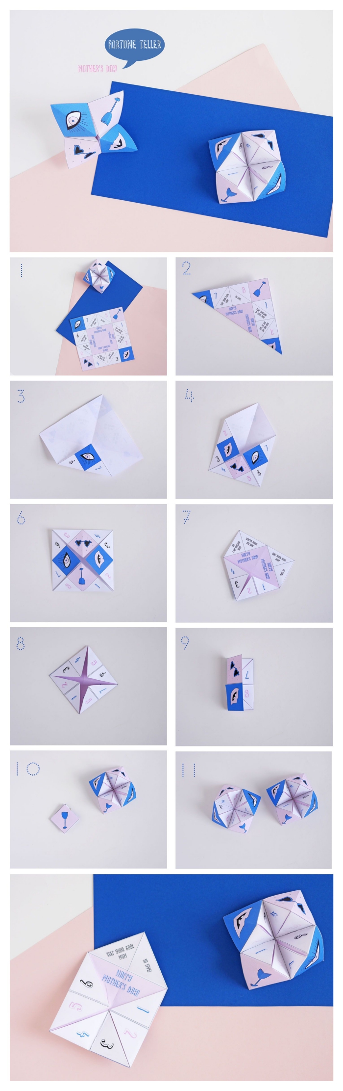 tuto pliage origami pour faire une cocotte en papier spécial fête des mères avec de petits messages à l'intérieur