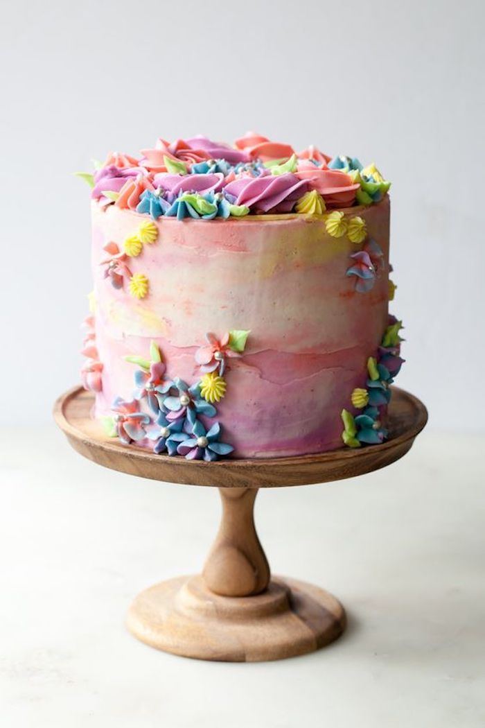 Cool idée comment préparer un gâteau pour enfant grand, occasion spéciale couleur sirène ombré rose violet