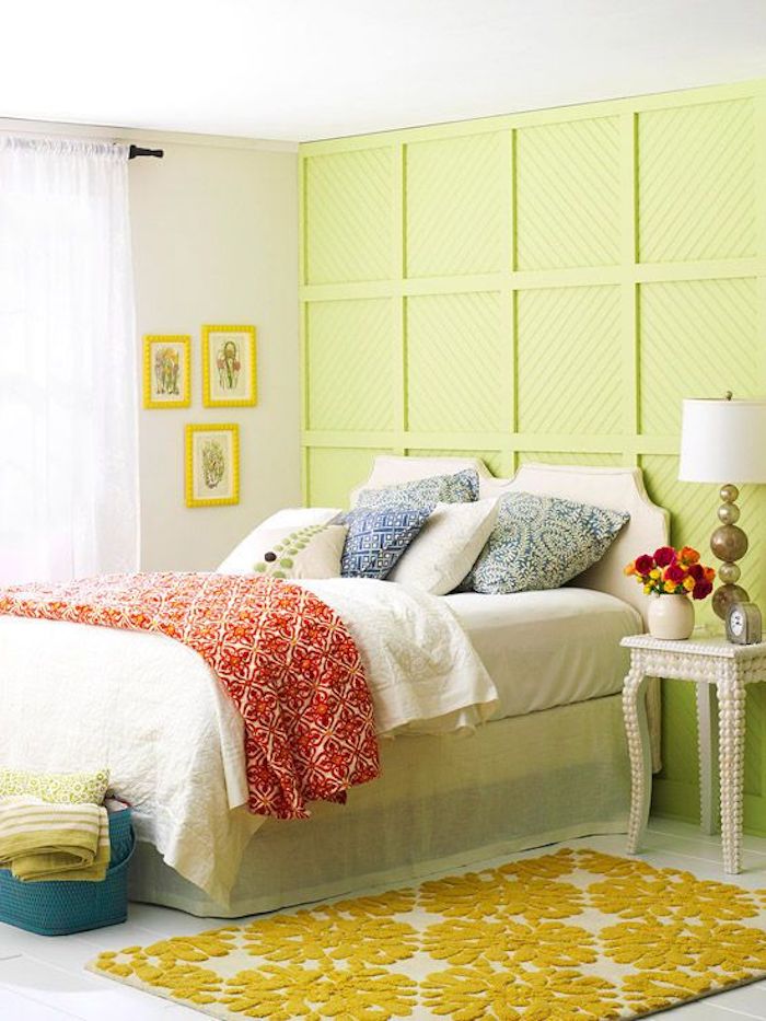 Couleur peinture chambre couleur idéale pour chambre adulte couleur signification couleur lime et orange originale idée déco
