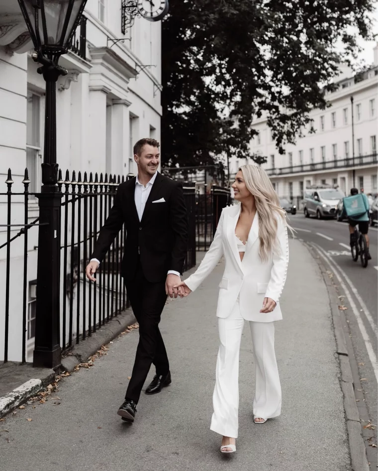 blazer manches perles grosses blanches tailleur femme chic mariage