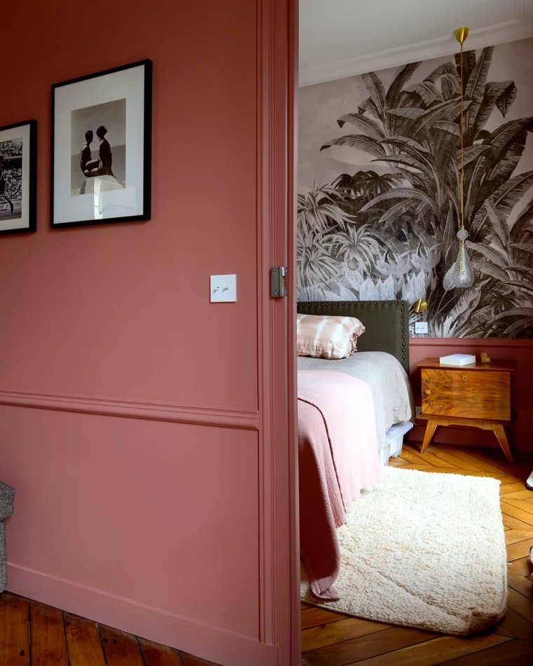 chambre rose poudre adulte mur