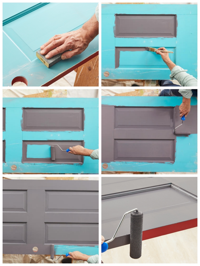 technique de pose de la peinture sur une porte à panneaux, comment peindre une porte à panneaux