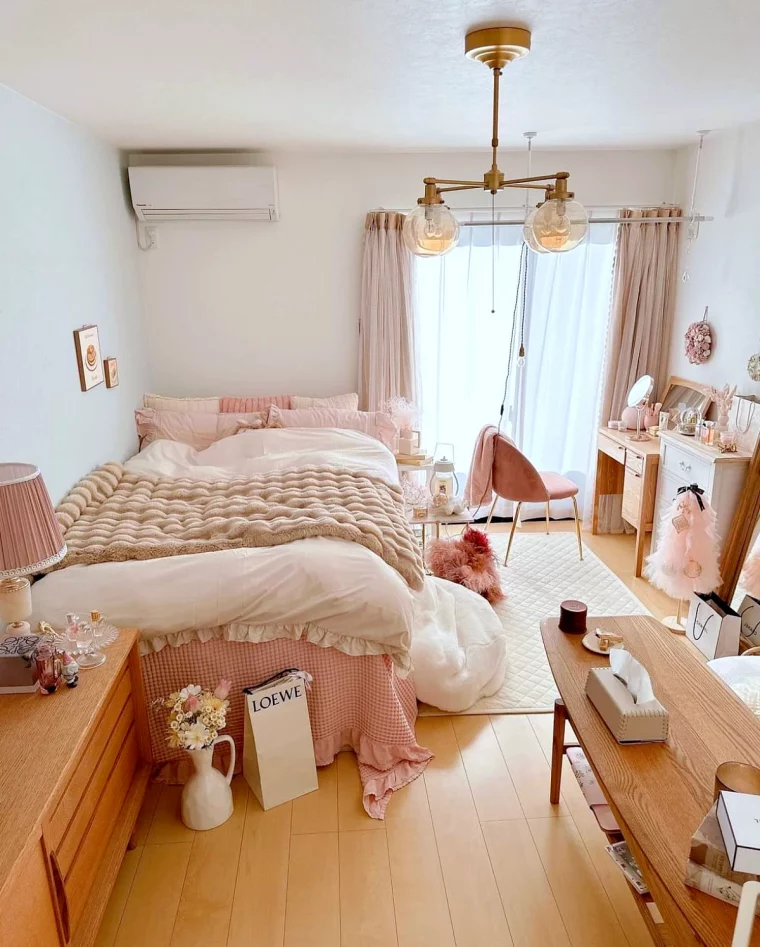 deco chambre rose et blanc