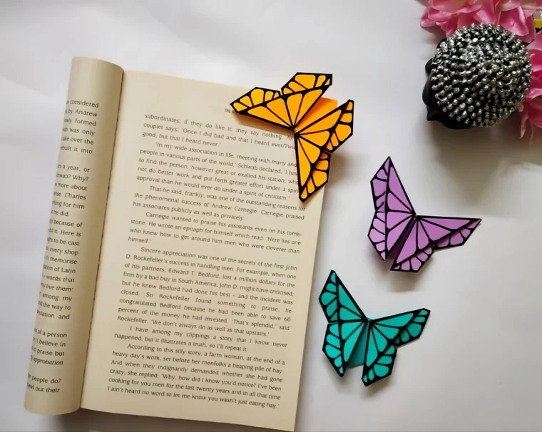 diy papillon papier colore dessin contours marqueur noir livre