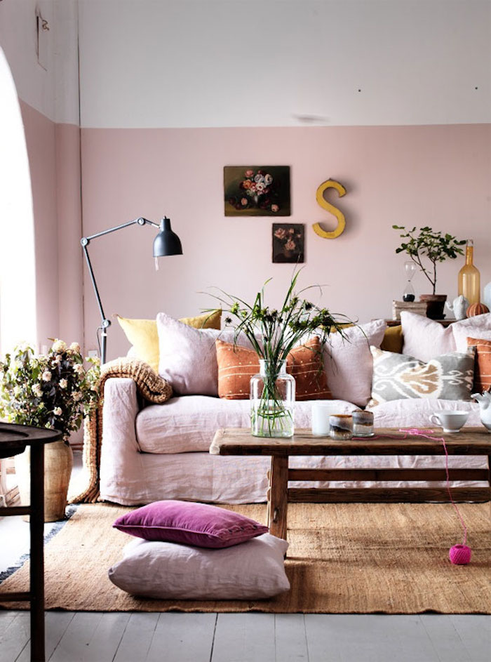 Idée salon rose déco chambre blanc et rose deco rose pale simple idee salle de sejour rustique