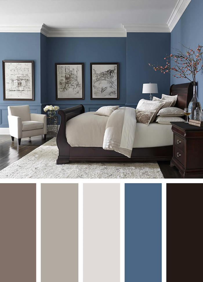 Chambre parentale moderne couleur mur chambre couleur chambre à coucher planifier les couleur et en utiliser trois à cinq