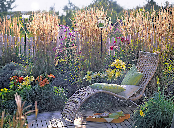 brise-vue végétal fait de plantes et de fleurs pour une intimité de jardin colorée