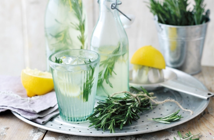 exemple de boisson rafraîchissante préparée avec de l'eau froide et jus de citron, idée comment servir une limonade