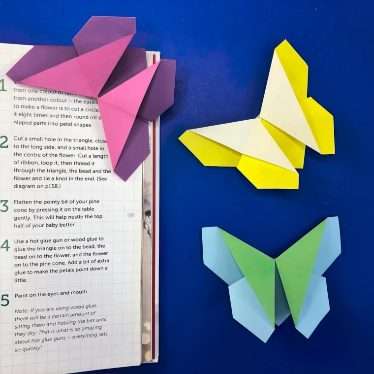 marque page origami papillon pliage technique facile livre