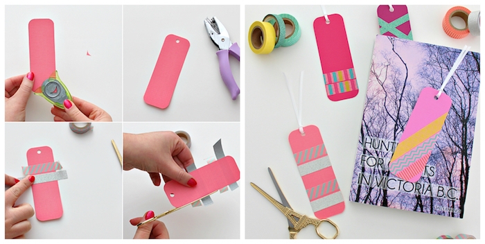 comment faire un marque page en bande de papier coloré customisée de bandes de washi tape