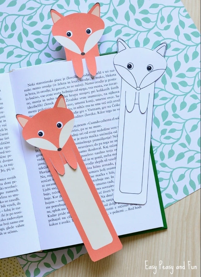 idée de marque page animal renard a fabriquer soi meme, activités manuelles avec du papier à imprimer
