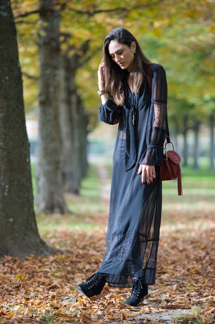 Vetement hippie chic robe longue pas cher ma robe d aujourd hui automne tenue bohème longue robe noire