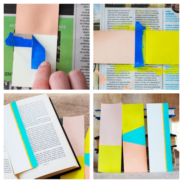 comment fabriquer un marque page en bande de papier avec des motifs colorés peints de peinture 