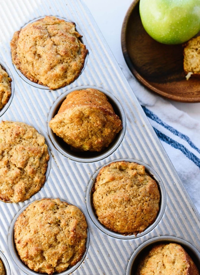 recette saine de muffins vegan moelleux à la pommes et banane, sans gluten
