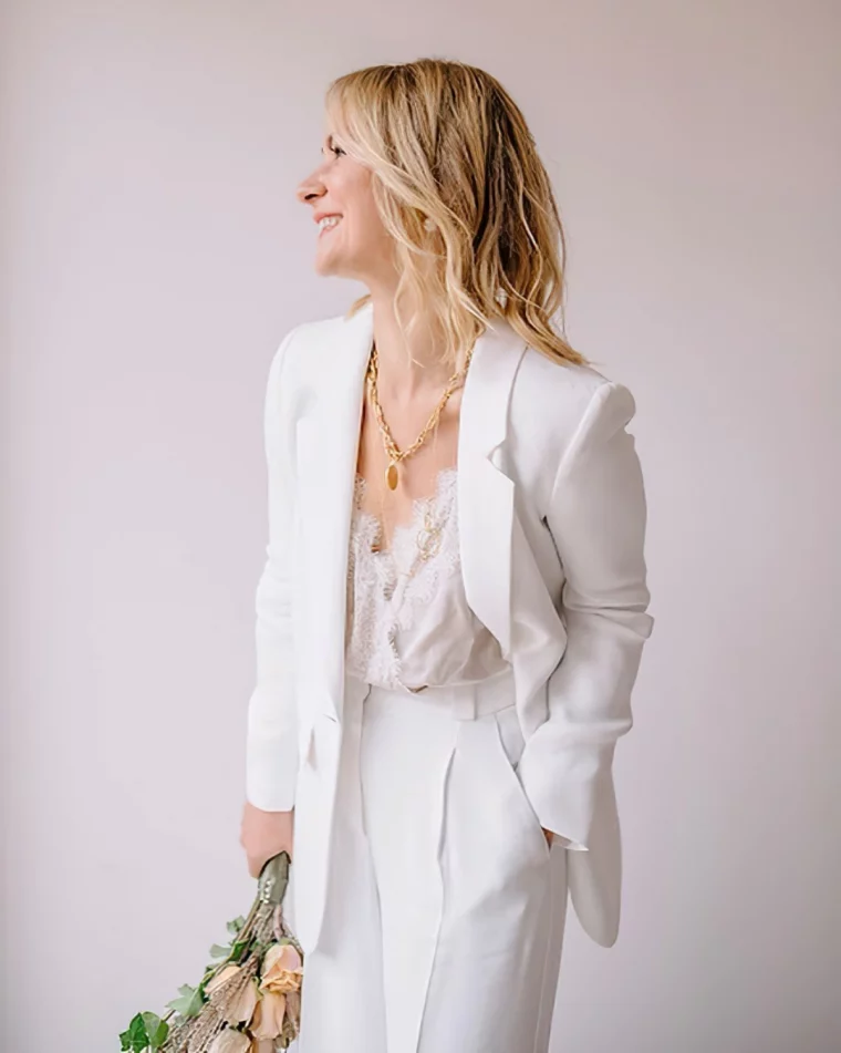 tailleur pantalon mariage femme 50 ans blazer debardeur dentelle