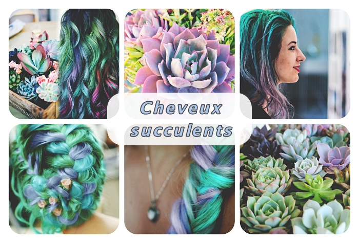 technique de décoloration cheveux foncés pour faire des mèches succulentes en vert bleu et violets, coloration turquoise avec mèches