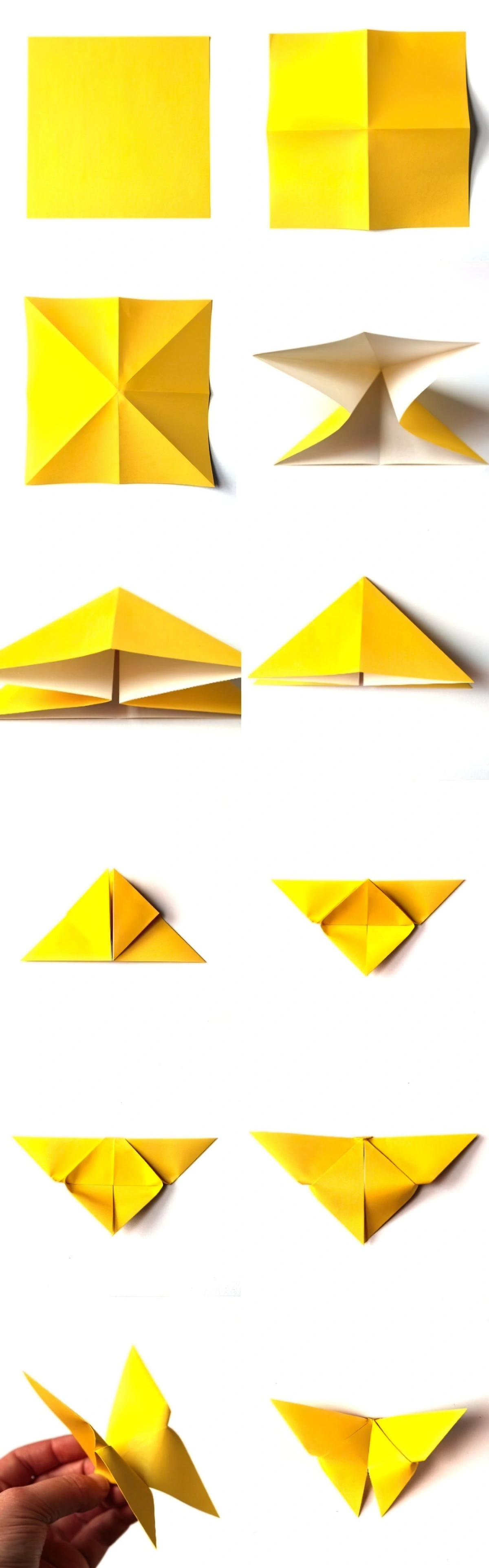 tutoriel origami papillon papier jaune etapes pliage instructions photos