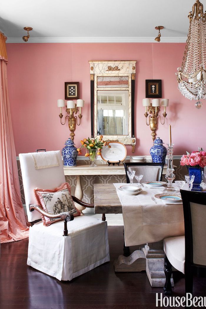 Chic décoration chambre blanche et grise ou chambre gris et rose peinture rose pastel