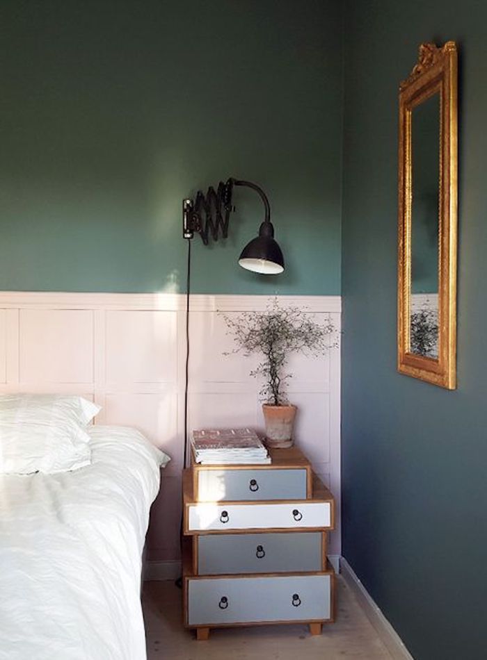 Couleur mur chambre couleur idéale pour chambre adulte idée déco chambre moderne vert et blanc