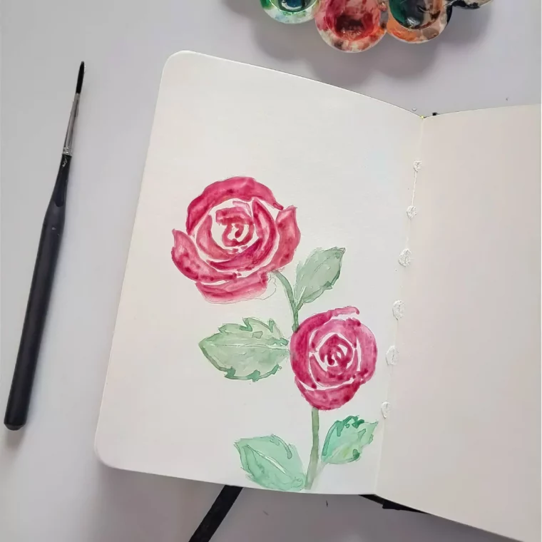 art aquarelle pinceau carnet dessiner bouquet de fleurs