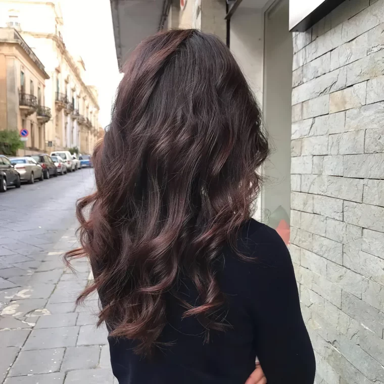 balayage chocolat marron glace sur cheveux logs