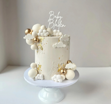 cake blanc fondant nuages ballon