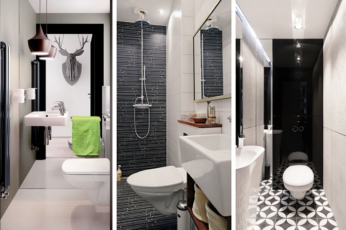 modèle de panneaux d habillage pour rénover sa salle de bains à design moderne en couleurs neutres gris clair blanc ou noir