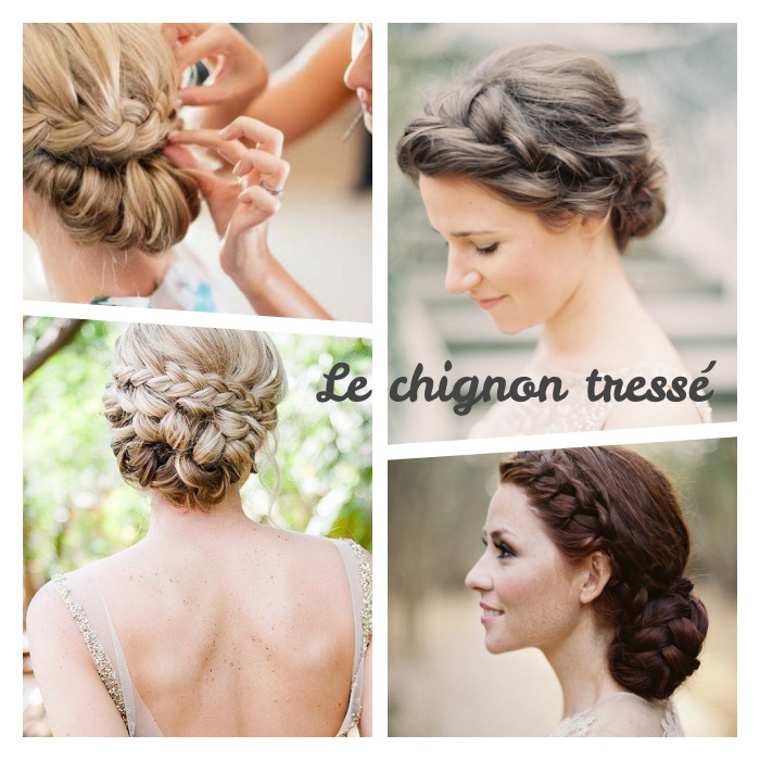 exemple-de-chignon-tressé-mariage-stylé-cheveux-ramassés-et-accessoirisés-d-une-tresse réaliser une coiffure chignon tresse sur cheveux longs, idées de chignons variées à partir d une ou plusieurs tresses