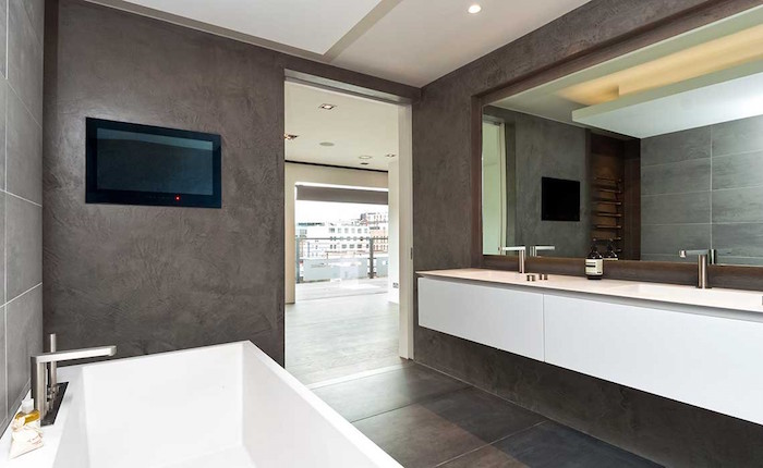 enduit beton pour murs de salle de bain renovation sdb moderne contemporaine