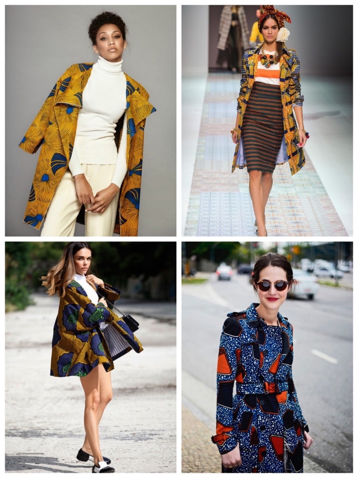 idées de looks stylés en veste tissu africain, comment porter le manteau en wax de façon moderne et stylé