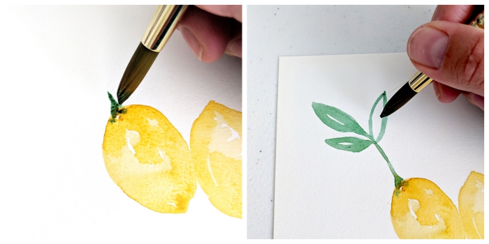 tuto aquarelle facile pour réaliser une branche de citron à quelques coups de pinceau