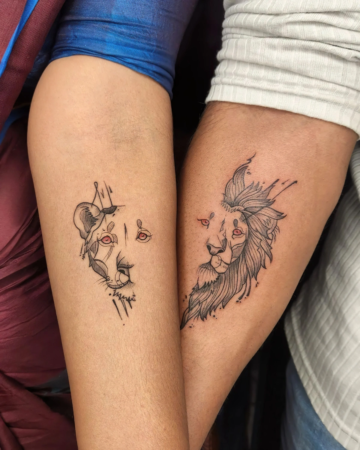 dessin animal sur peau idee tatouage bras femme homme lion
