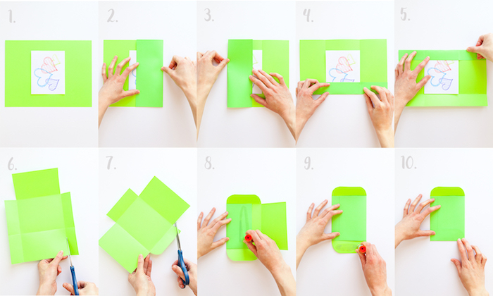 agenda customisé avec une enveloppe à faire soi meme, technique pliage papier origami facile