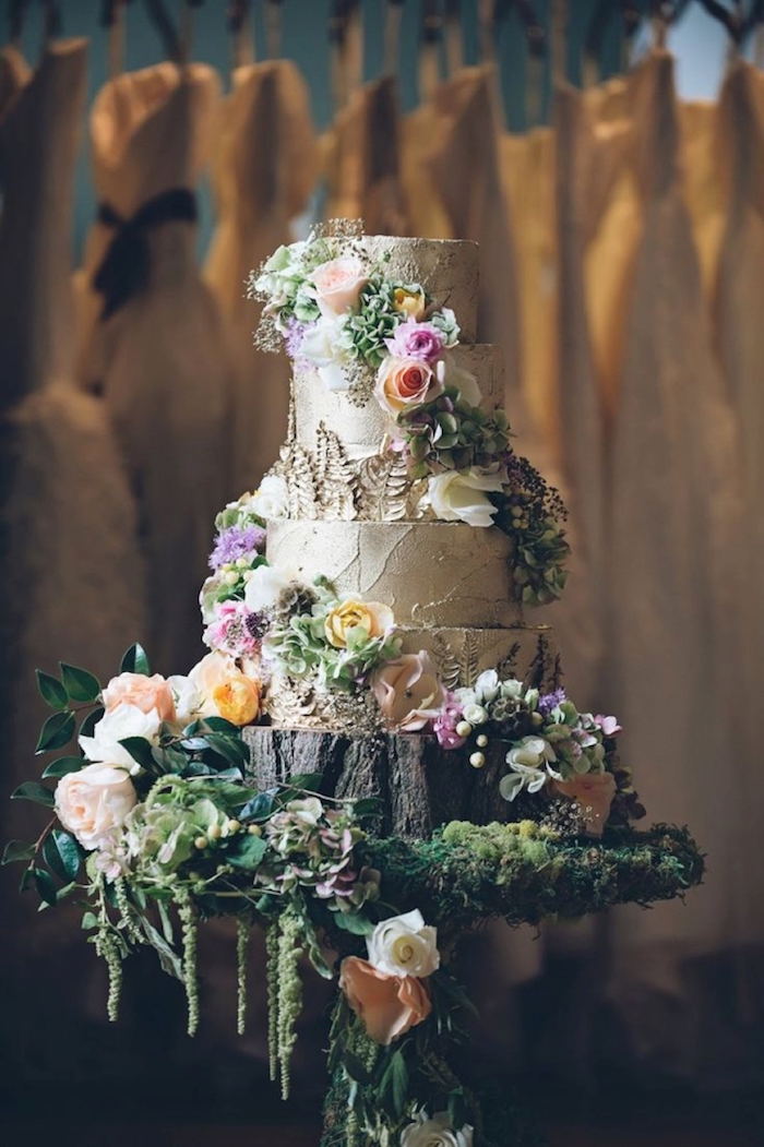 La meilleure idée de gateau mariage champêtre chic, gâteau de merveille avec beaucoup de fleurs, image de gateau beau