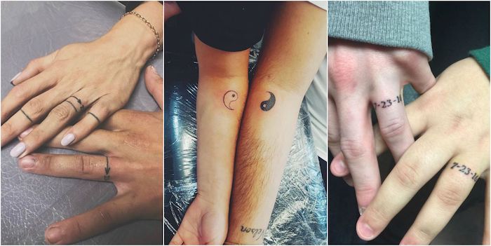 Chouettes idées de tatouages pour les couples amoureux, image tatouage en commun pour lui et elle