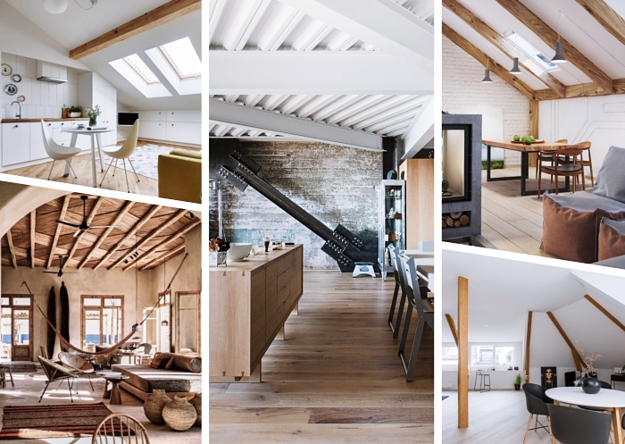 exemples et idee pour refaire plafond dans une pièce moderne, déco exotique dans un salon aménagé avec meubles de bois et objets en fibre végétal