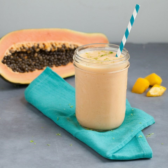 recette de milkshake papaye et mangue, recettes exotiques pour boisson rafraîchissante