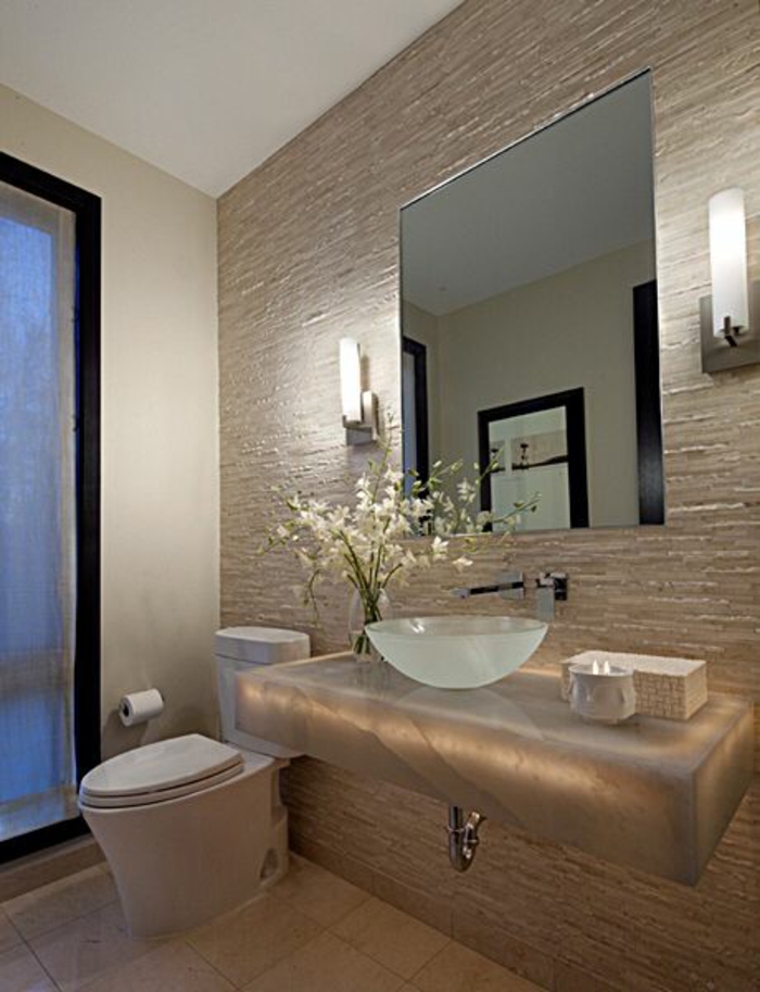 salle de bain en nuances de bronze, déco salle de bain zen, decoration petite salle de bain, salle de bain zen et chaleureuse