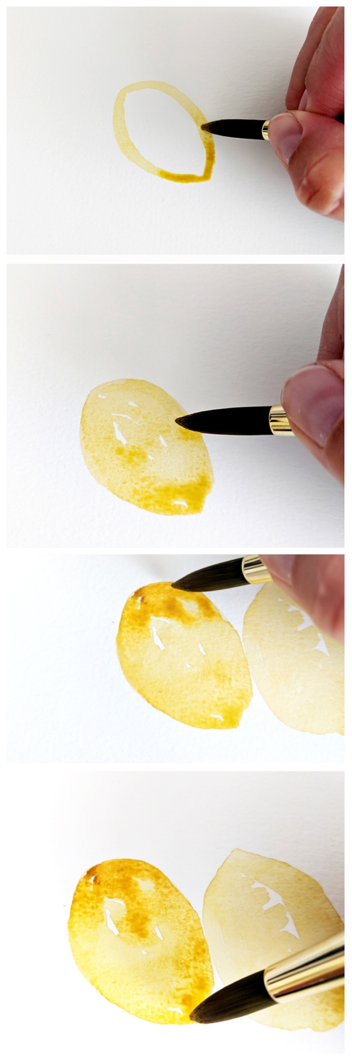 comment peindre une branche de citrons à l'aquarelle, technique aquarelle simple pour peindre un citron