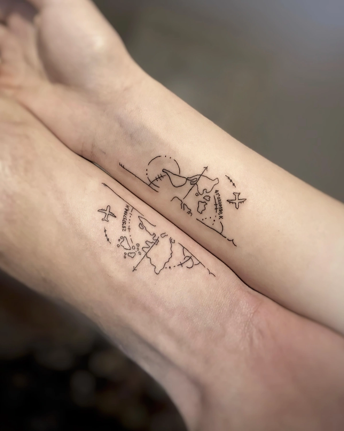 symboles complementaires tatouages voyage carte monde