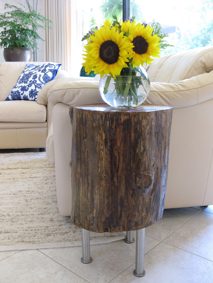 table rondin de bois avec pieds métal ikea simple comme meuble diy nature