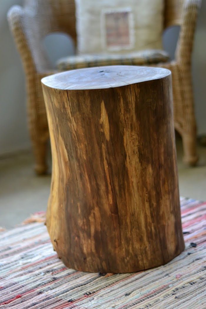 table basse en rondin de bois brut naturel comme meuble salon diy et recyclage tronc d'arbre