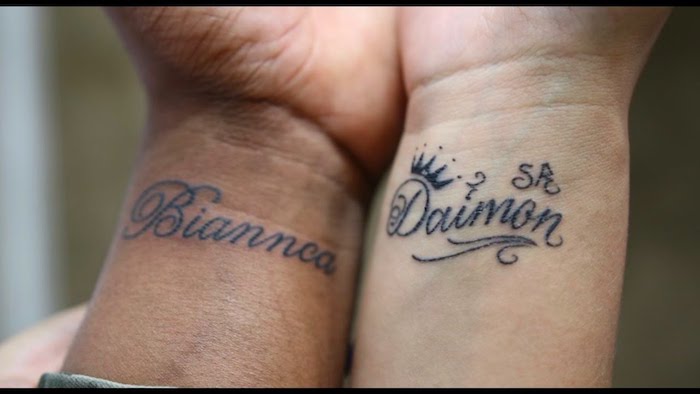 couronne sur le nom tatouage original, tatouage commun couple, prénom de tatouage pour couples