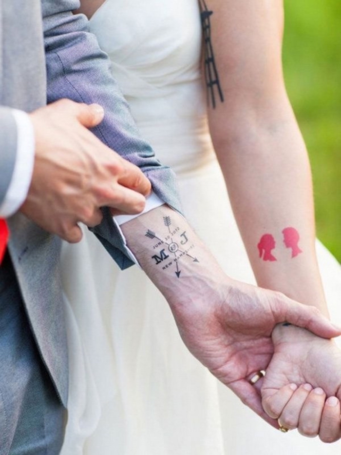 Mariage tatouage amour éternel, tatouage commun couple, beau tatouage pour couple, tatouage éphimère