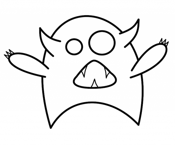 dessin halloween facile de monstre simple à colorier pour enfant
