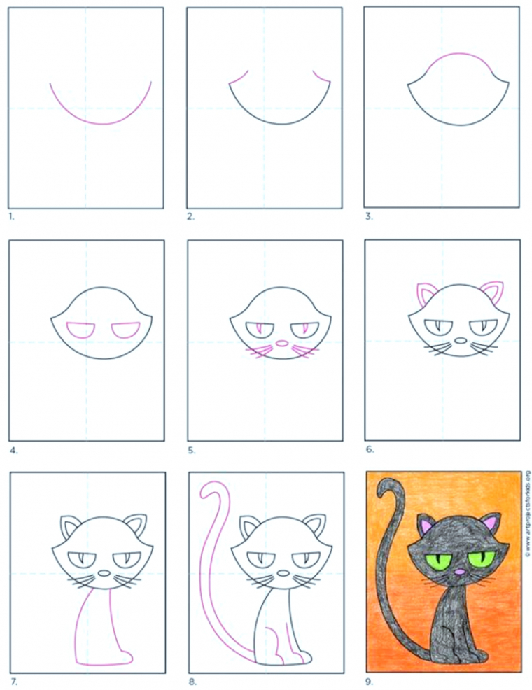 comment dessiner un chat tutoriel pour les plus petits