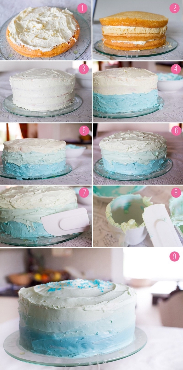 Ombre cake ou gâteau au glaçage dégradé : Recette de Ombre cake ou