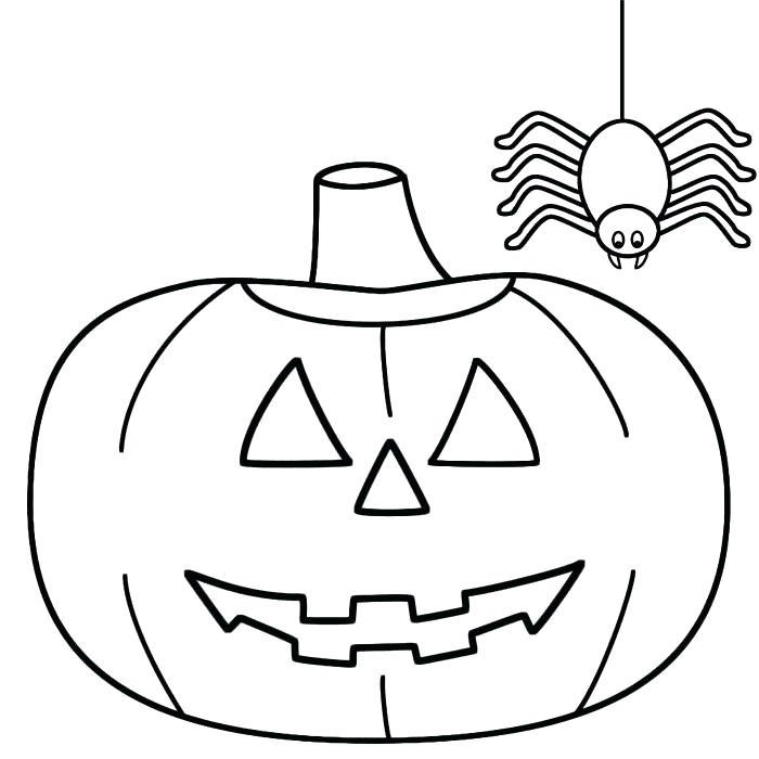 dessiner citrouille halloween dessin facile noir et blanc avec araignée suspendue